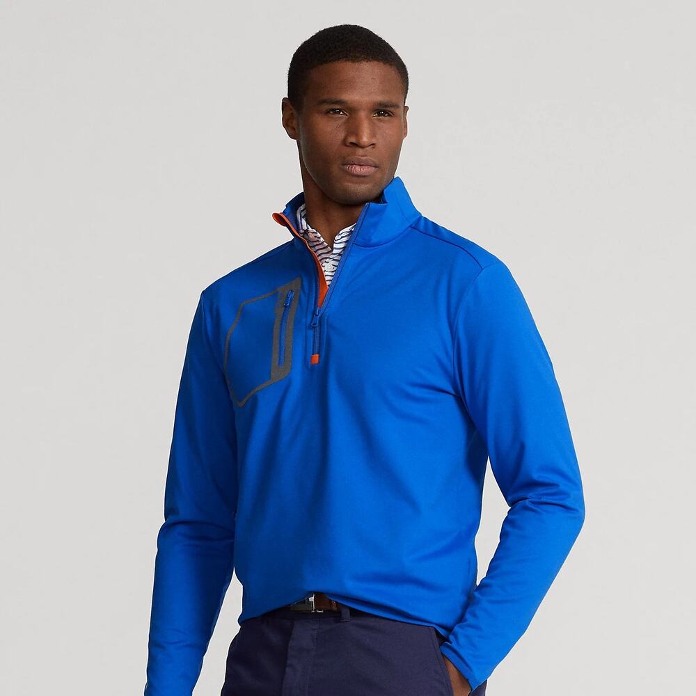 New RLX Polo Ralph Lauren Golf Shirt 1/4 Zip Men Blue Size Large $148